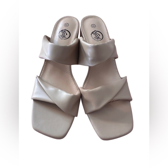 NEW Women's Sandals, Square Toe, 2inch Chunky Block Heels Tan Size 8.5 - Picture 8 of 15